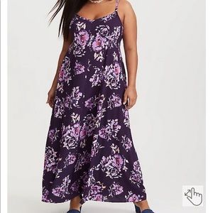 PURPLE FLORAL CHALLIS MAXI DRESS